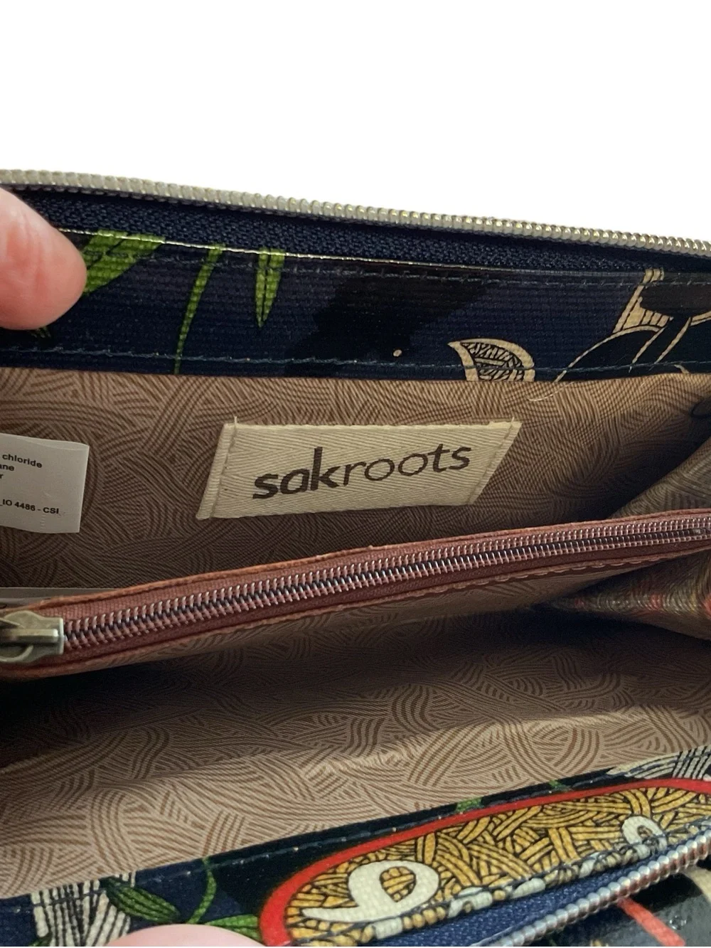Sakroots Navy Floral Wallet with Red Trim and Multicolor Accents